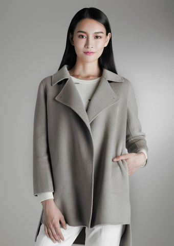 Side-slit cashmere coat